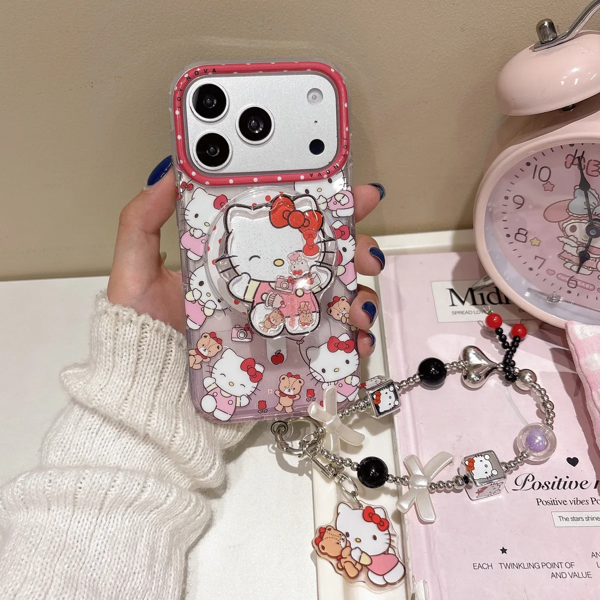 Sanrio Hello Kitty Clear Pink Polka Dot Case for iPhone 17 16 15 14 13 Pro Max — MagSafe